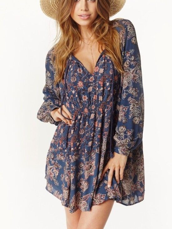 Free People Dresses & Skirts - Free People Lucky Loosey Floral Swing Mini Dress Large